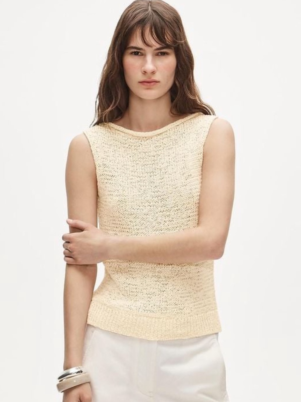 J. Crew Cream Knit Sleeveless Tank